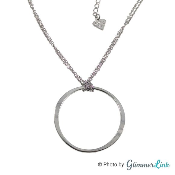 Cookie Lee Silver Tone Open Circle Minimalist Pendant Necklace - Picture 4 of 9